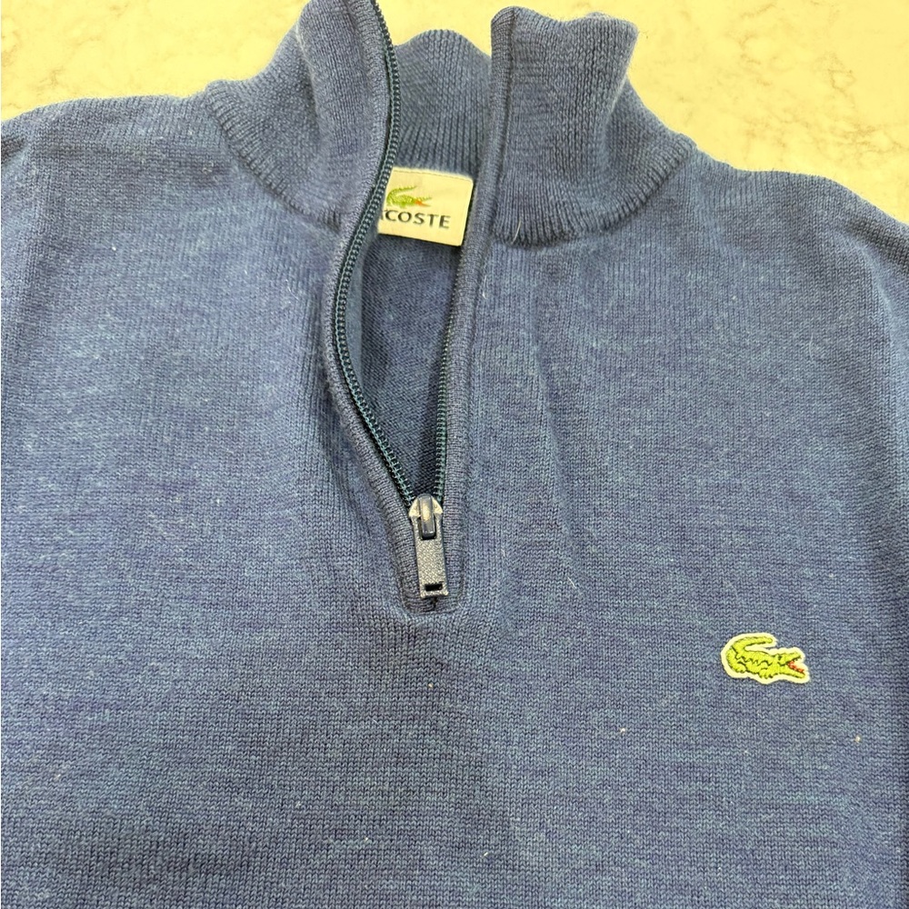 Lacoste Men's 1/4 Zip-Up Sweater in Blue size 5